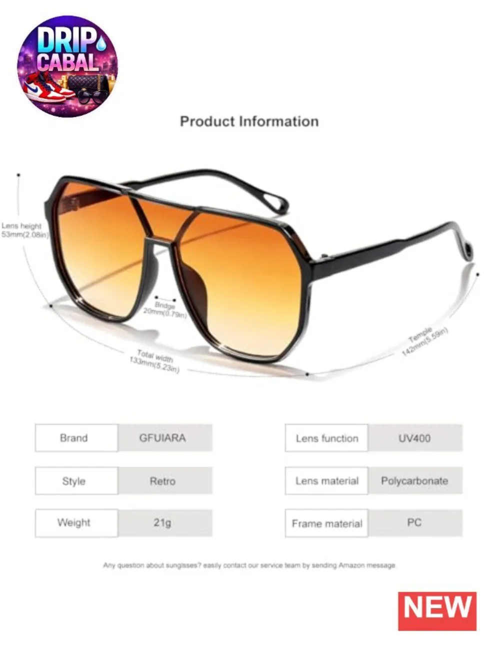 Retro Oversized Aviator Sunglasses UV400 Protection Double Bridge